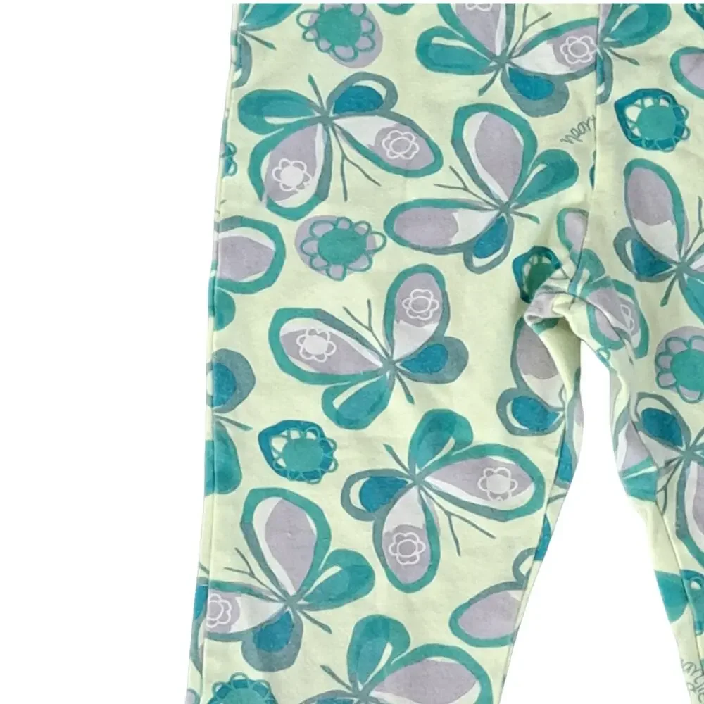 Naartjie Yellow And Green Butterflies Leggings Girl's Size 7 Years